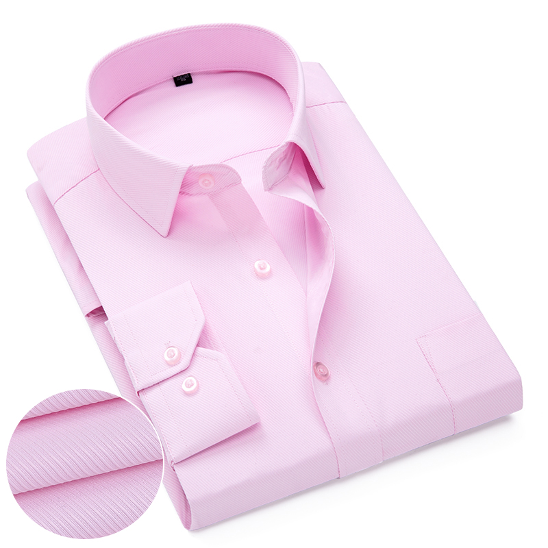 Dress Shirt Non-Iron - ピンク、ホワイト、ブルー、ツイル、メンズフォーマルシャツ、ソフト、非アイロン、クラシック、スリム、カジュアルシャツ、ビジネス、オフィス、結婚式、宴会、ベースドレス