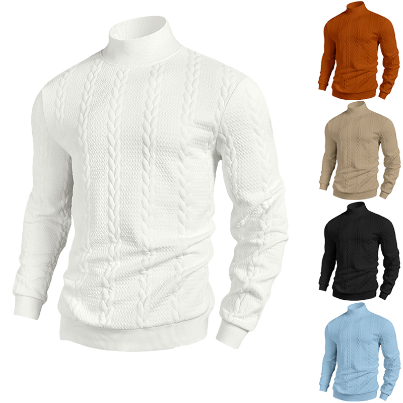 Turtleneck Sweater Men - 2025秋冬新作 欧米風 メンズ ジャカード カジュアル ハイネックセーター