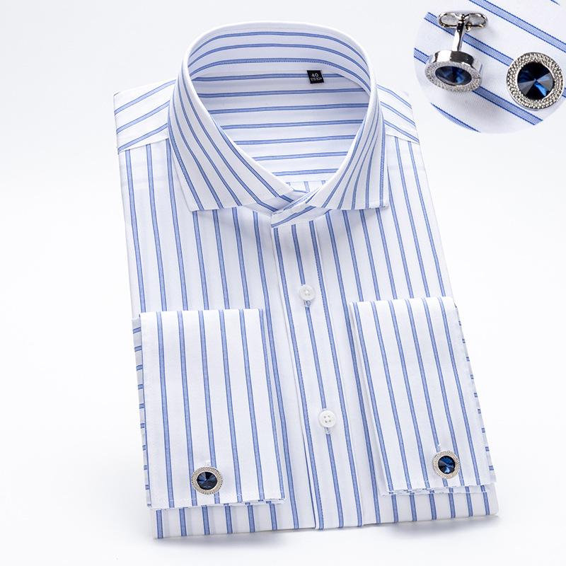 Dress Shirt Non-Iron - 男性用のシックなコットンシャツ,ビジネスやフォーマルウェアに最適な高品質の長袖生地