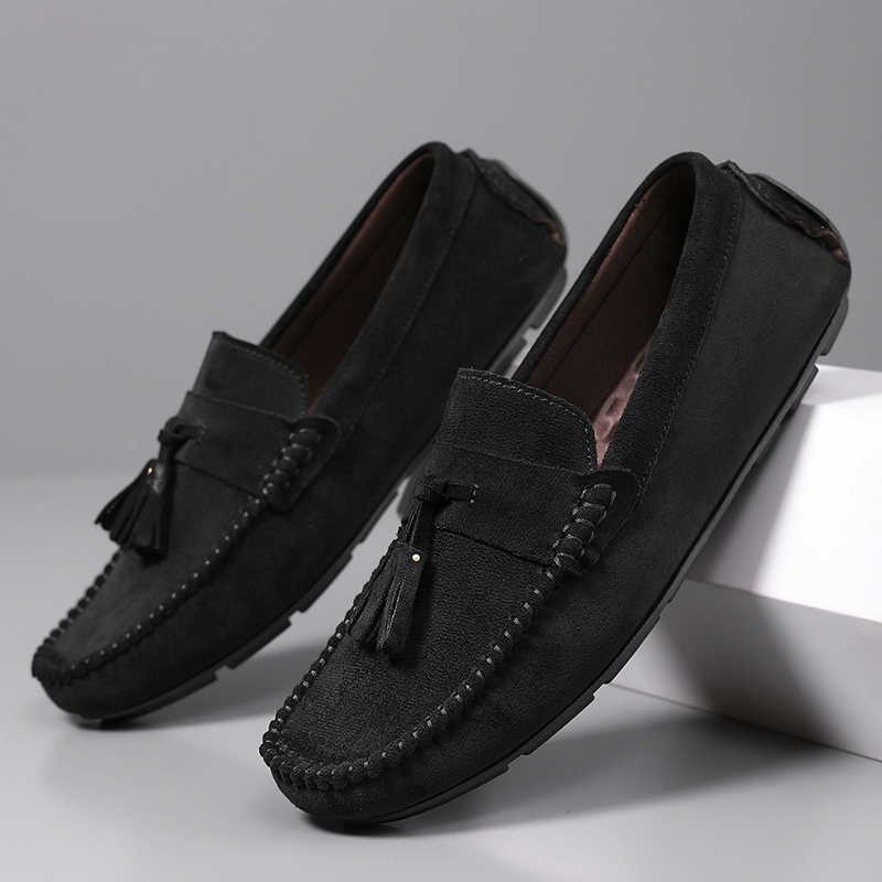 Suede Loafers Men - クラシックタッセルメンズローファー、快適なスエードレザーカジュアルシューズ、メンズモカシン、ドライビングシューズ、スリッポンデザイナーシューズ
