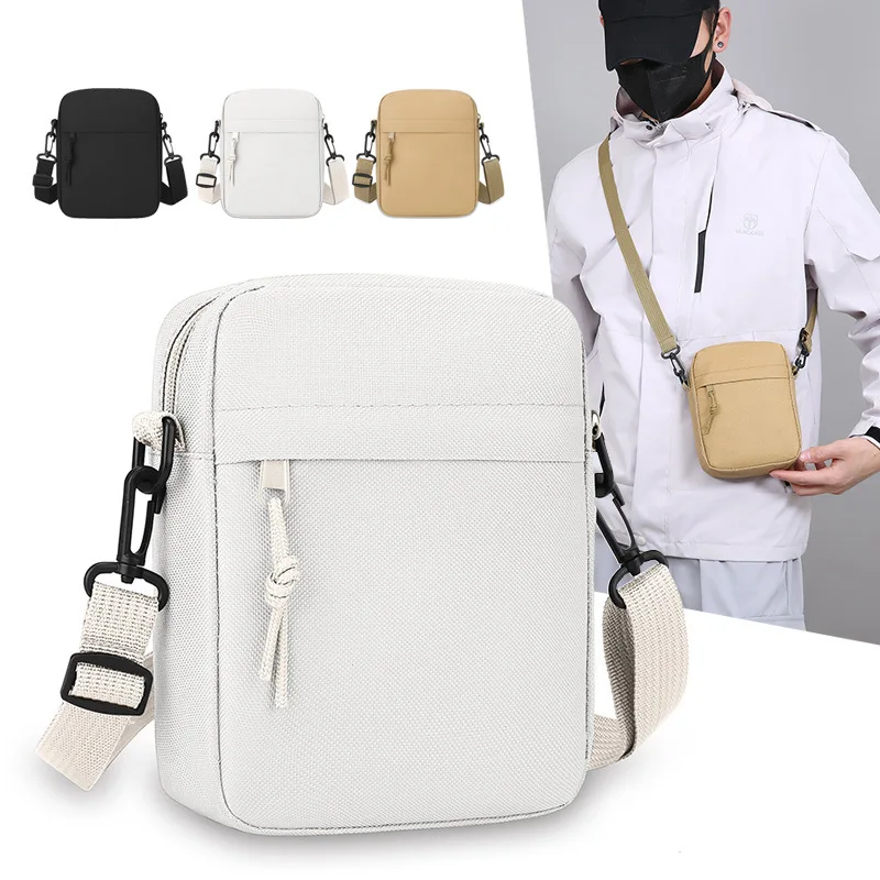 Crossbody Bag Men - シンプルな無地キャンバスミニスクエアバッグ、軽量メンズクロスボディカジュアルショルダーバッグ、カジュアルなお出かけに最適