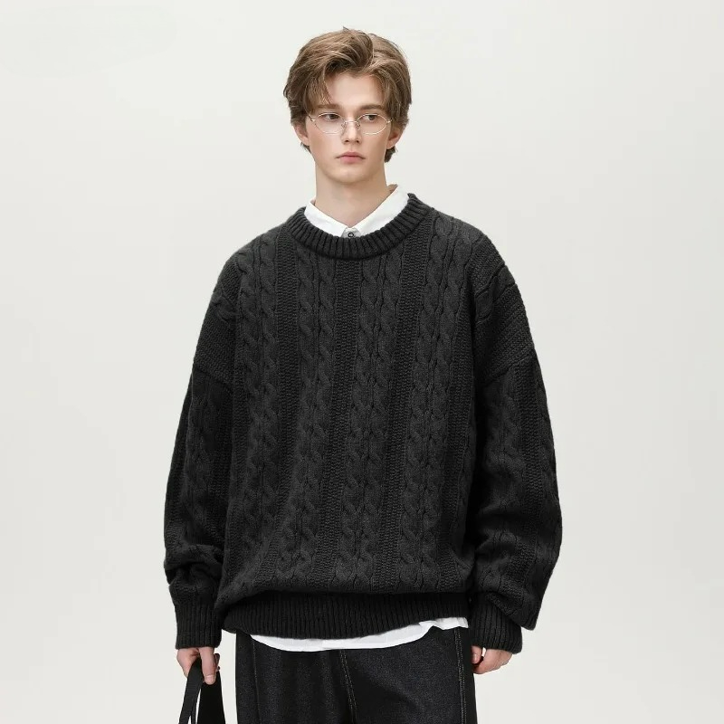 Turtleneck Sweater Men - メンズタイドブランドシリーズソリッドカラーツイストデザインタートルネックセーター秋と冬のカップルルーズニットセーター厚手のセーター