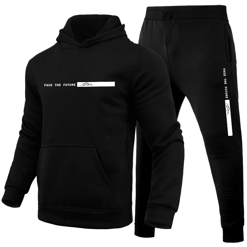 Men'S Fashion Hoodies - メンズトラックスーツプリントカジュアルフード付きスウェットシャツアウトドアフィットネススポーツジョギングウェア秋冬ファッションフーディースポーツウェア