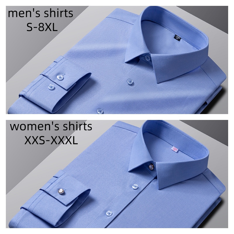 Dress Shirt Non-Iron - 新しいよもぎ繊維ワークホワイトシャツ男性長袖＆女性用シャツ長袖青黒高品質抗シワノンアイロン