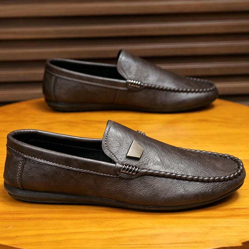 Suede Loafers Men - 英国風メンズレザーシューズ ミニマリスト スリッポン カジュアルシューズ メンズ ローファー