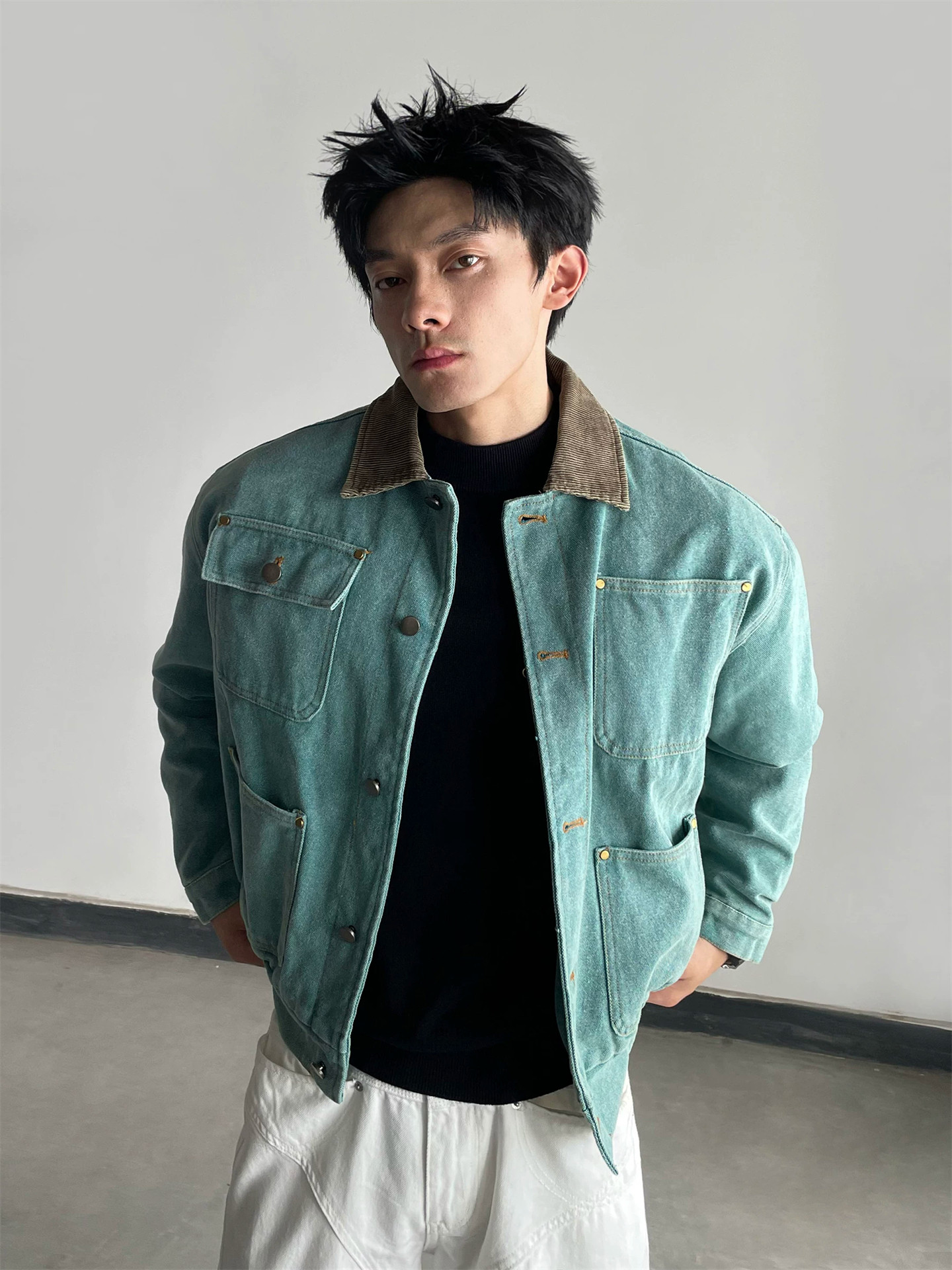 Denim Jacket Vintage - 2026年秋新作 ヴィンテージデニムジャケット メンズ アメリカンカジュアル ファッション ワークウェアスタイル