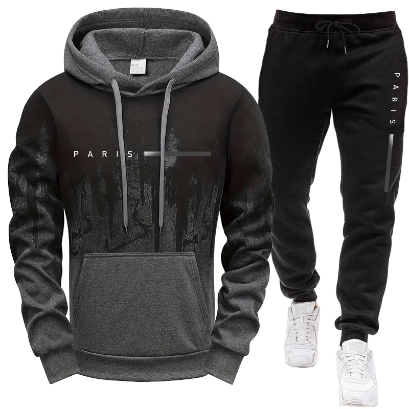 Men'S Fashion Hoodies - メンズセット/フーディー/パンツ パリ新作 カジュアルフード付きトラックスーツ 秋冬 デイリースポーツ ファッション