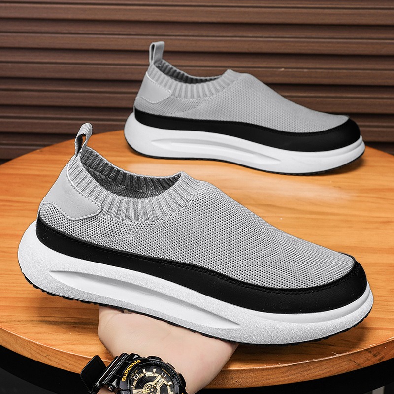 Men'S Fashion Loafers Shoes - 2025年新作 メンズシューズ 通気性メッシュ キャンバスシューズ ファッション 伸縮性ソックス