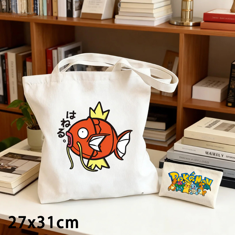 Crossbody Bag Men - 2個セット ポケモン キャンバスバッグとコインケースセット 可愛い漫画アニメフィギュア ショルダーバッグ メンズ