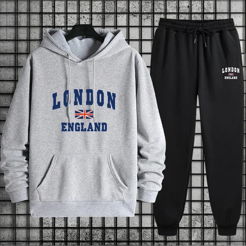 Men'S Fashion Hoodies - 秋・冬に人気のメンズ・トラックスーツ。パーカーとスウェットパンツの2点セット。都会的なカジュアルファッションで、スポーツウェアとしても使える。男性用スウェットシャツ、ジョギングスーツ。