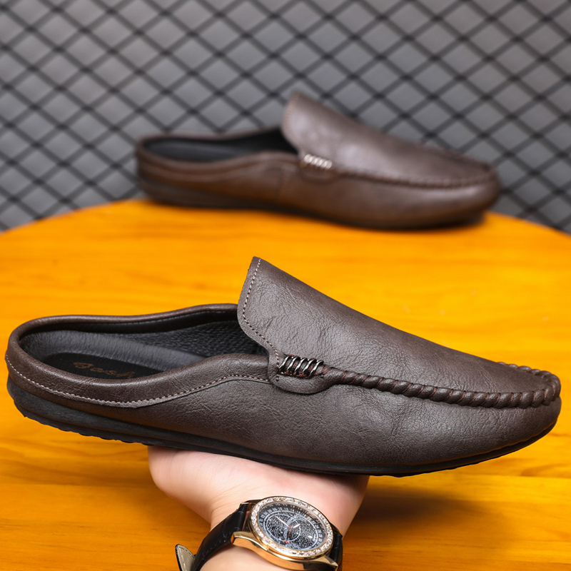 Suede Loafers Men - メンズハーフシューズ、快適なPUレザーカジュアルシューズ、メンズスリッパ、通気性のあるスリッポンシューズ、レイジーシューズ、メンズローファー、ホットセール中