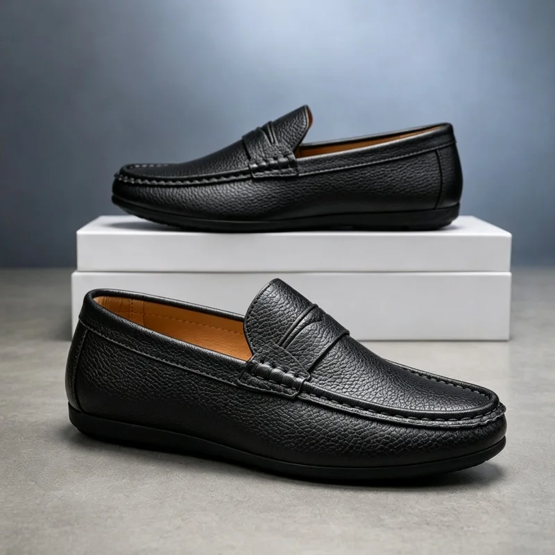 Suede Loafers Men - クラシックデザインのカジュアルシューズ男性用スリッポンシューズ快適なレザーローファー男性用滑り止めメンズドライビングシューズフラットレイジーシューズ