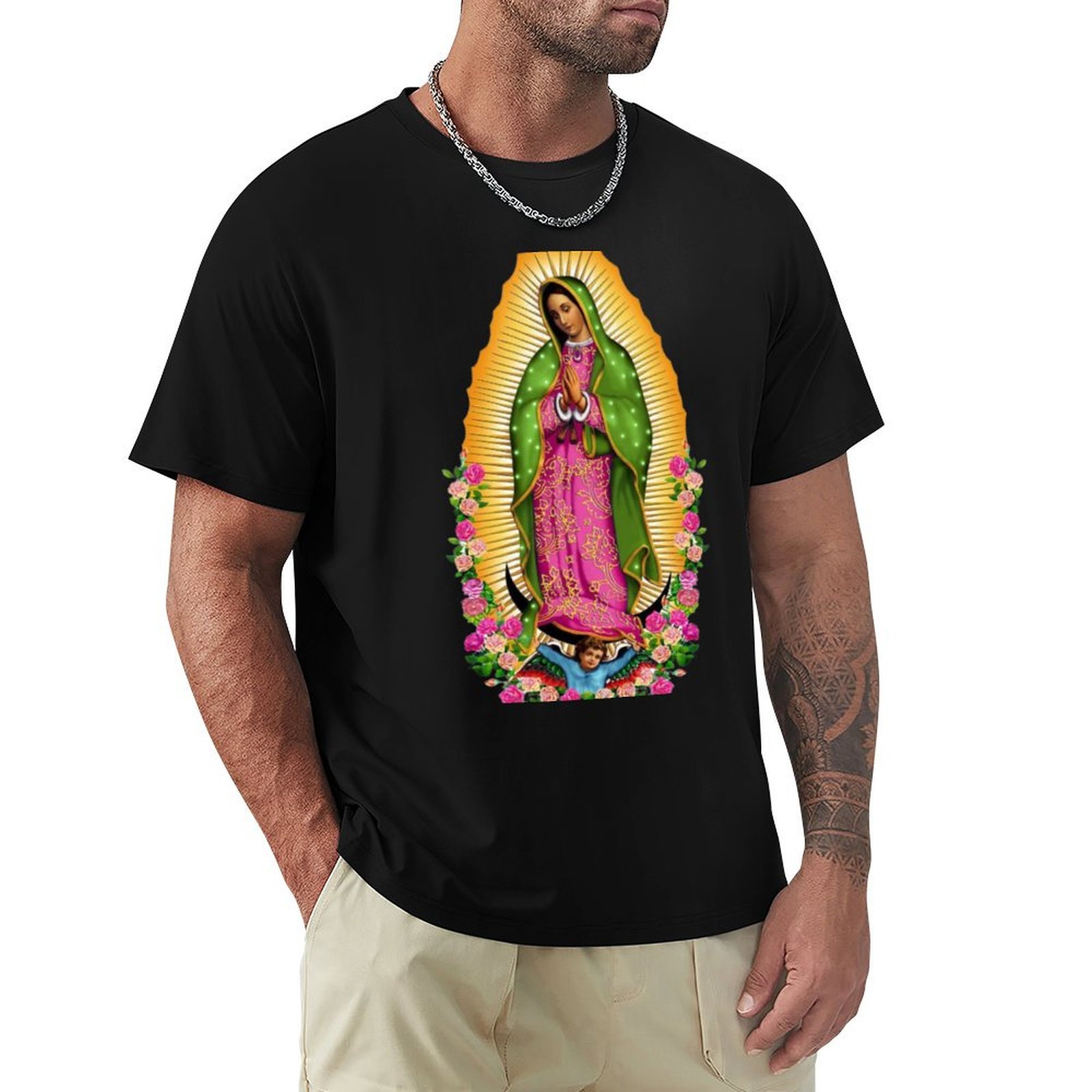 Mens Fashion Mexico - グアダルーペの聖母 メキシコの聖母マリア メキシコ Tシャツ ファッション カジュアル
