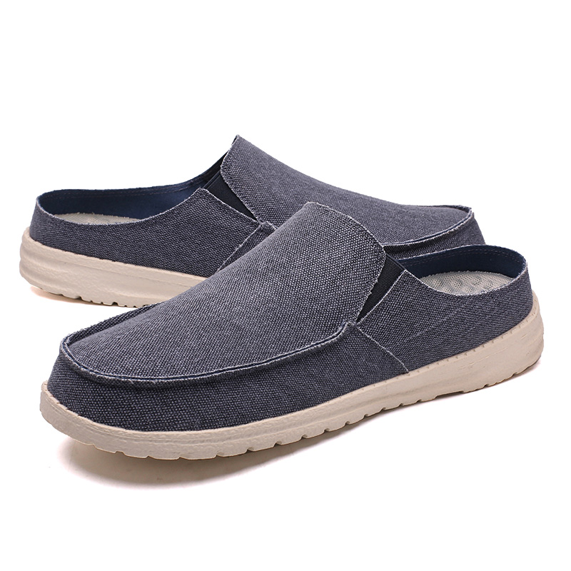 Men'S Fashion Loafers Shoes - 裸足の男カジュアル靴カバー軽量とローファー通気性ハーフドラッグキャンバスシューズデザイナーシューズファッションフラットシューズ 2025