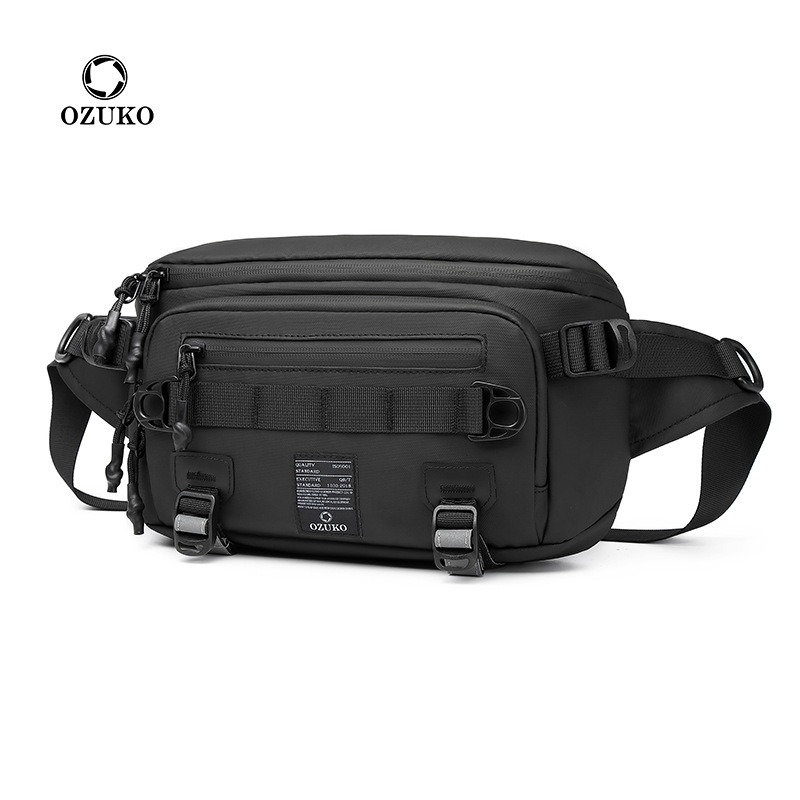 Crossbody Bag Men - 男性用ウエストバッグ防水アウトドアチェストパックマルチポケットクロスボディショルダースリングハイキングサイクリング旅行用