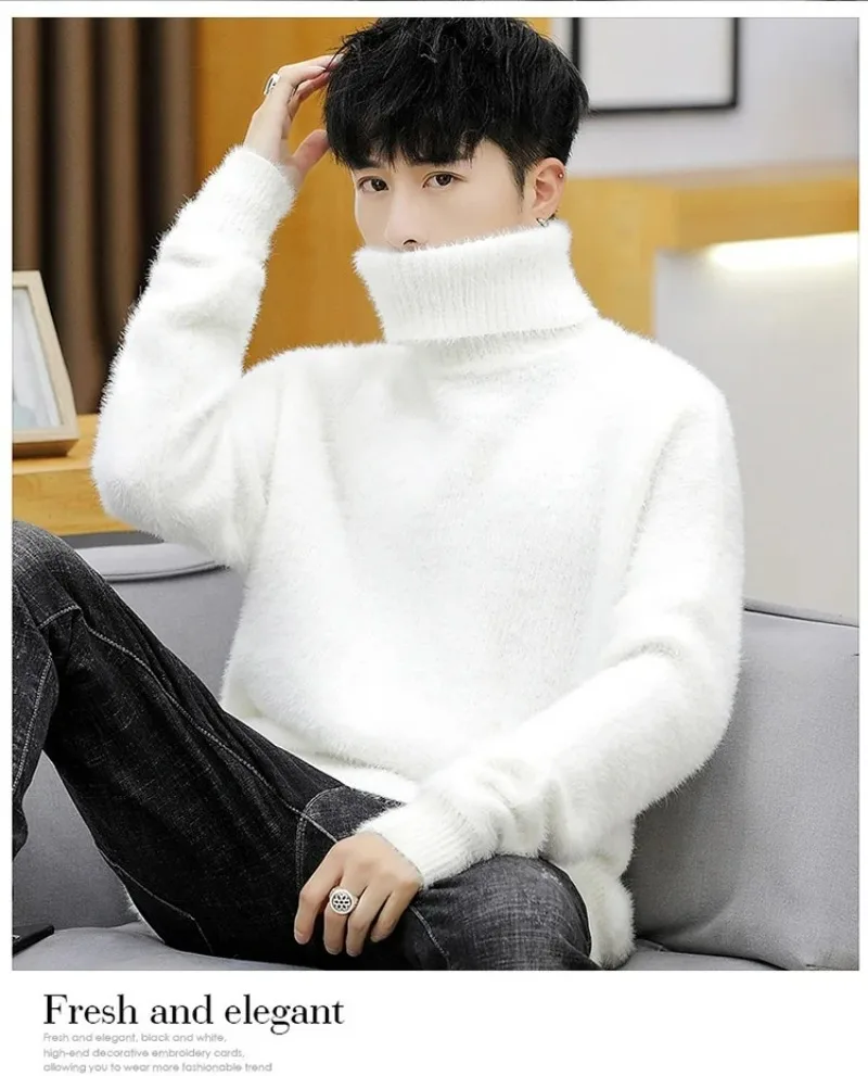 メンズホワイトタートルネックプルオーバー、ニットセーター、フ - Turtleneck Sweater Men のレビューと価格