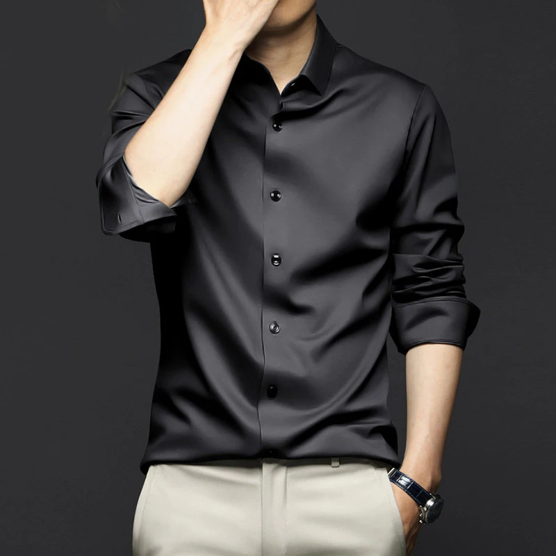 5XL 大きいメンズドレスピュアホワイトシャツ高品質フォーマ - Dress Shirt Non-Iron のレビューと価格