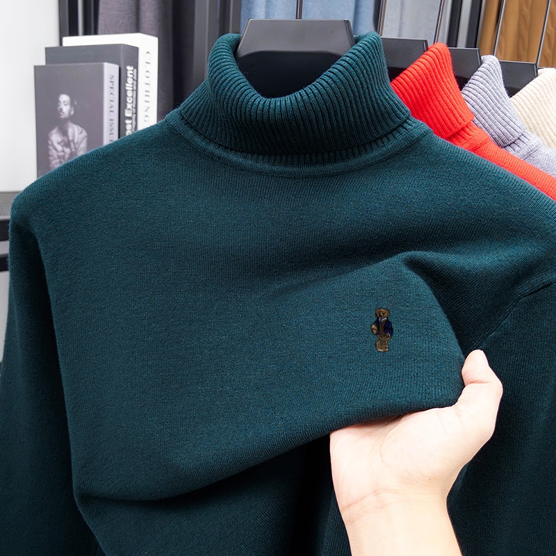 高級ブランドメンズ春長袖ニットセーターハイネック刺繍漫画プル - Turtleneck Sweater Men のレビューと価格