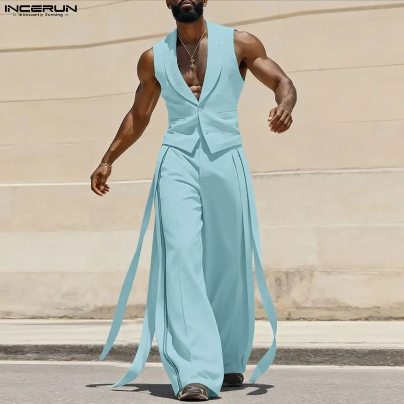 INCERUN メンズセットアップ 無地 Vネック ノースリ - Men'S Fashion For Summer のレビューと価格