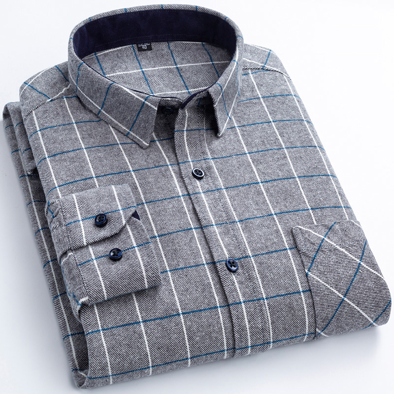 新しいフランネルチェック柄シャツ男性のための春綿イージーケア - Dress Shirt Non-Iron のレビューと価格