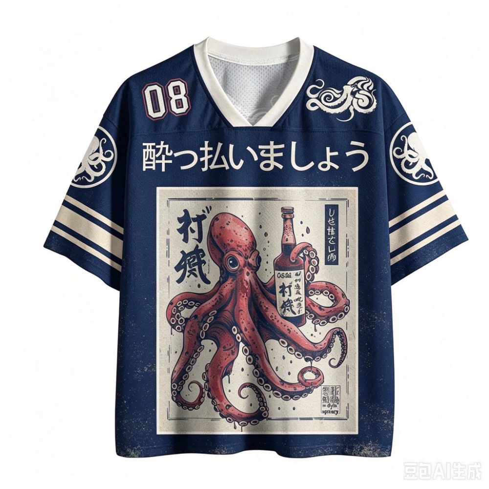 タコ酒バー 浪人画 レトロ 3Dプリント メンズ レディース - Men'S Fashion V Neck T Shirts のレビューと価格