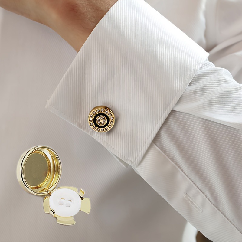 1/2 個非フランス製シャツ黒ラインストーンカフス幾何学的な - Dress Shirt Non-Iron のレビューと価格