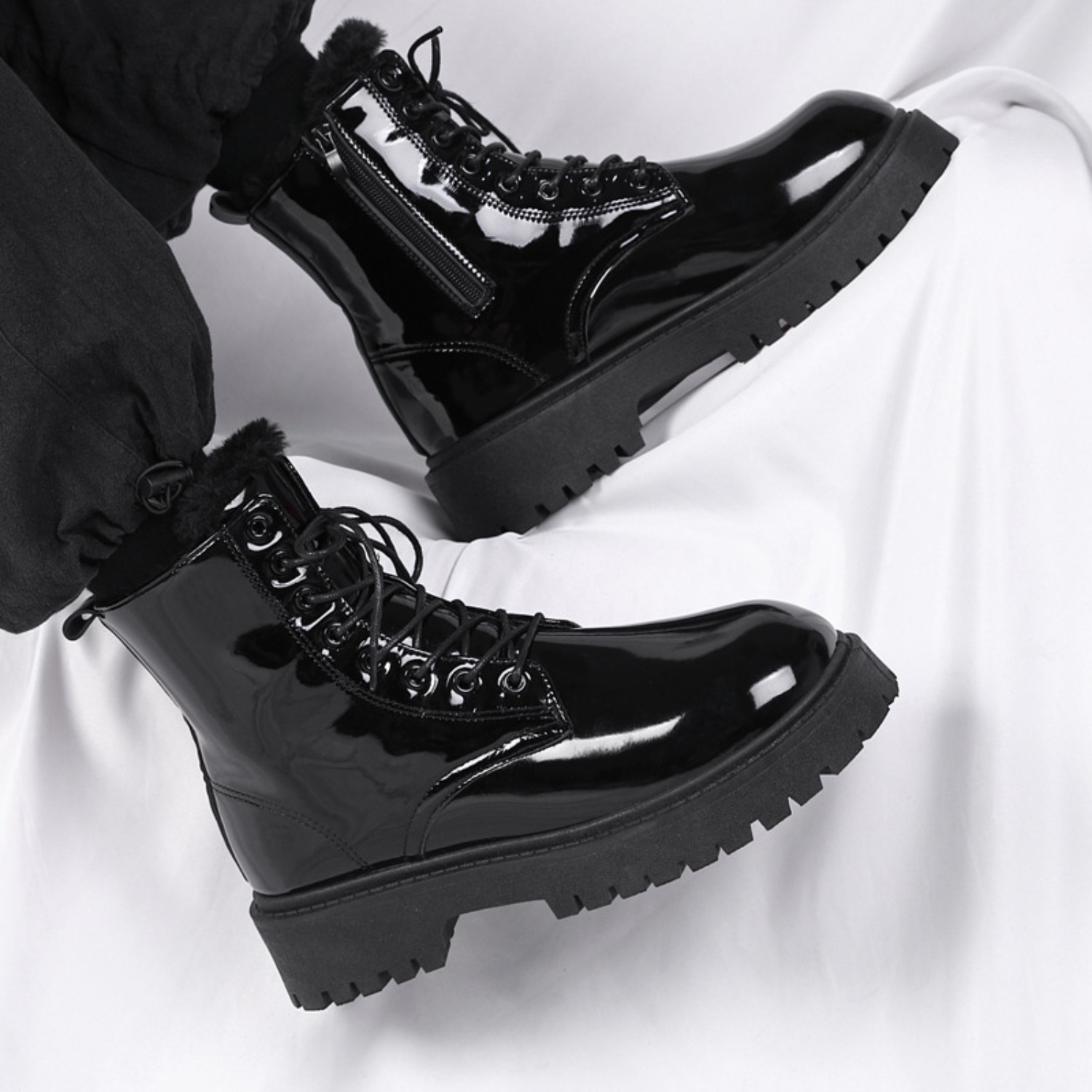 メンズ暖かいプラッシュハイカットブーツ、冬用ソフトソール滑り - Men'S Fashion For 30 Year Olds のレビューと価格