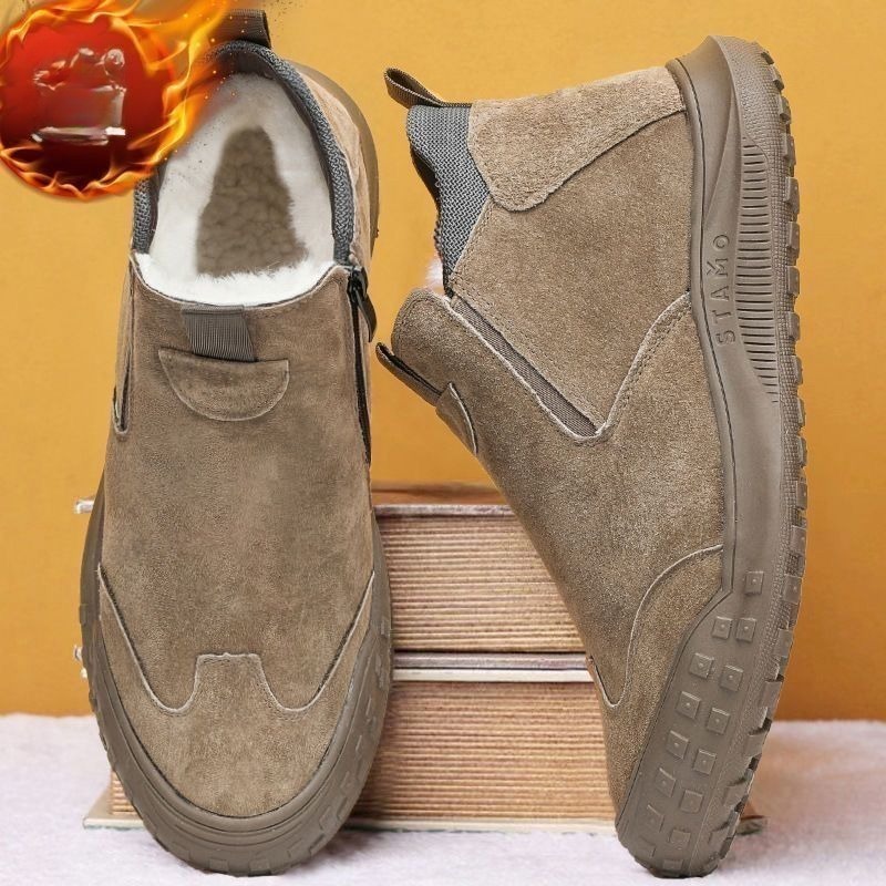 冬のメンズシューズ豪華な暖かい綿の靴ファッションハイトップカ - Suede Loafers Men のレビューと価格