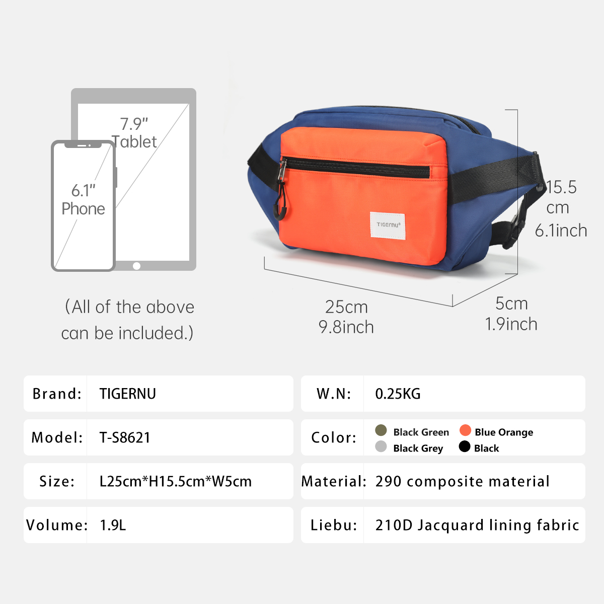 Tigernu チェストバッグ男性用 7.9 インチ iPa - Crossbody Bag Men のレビューと価格