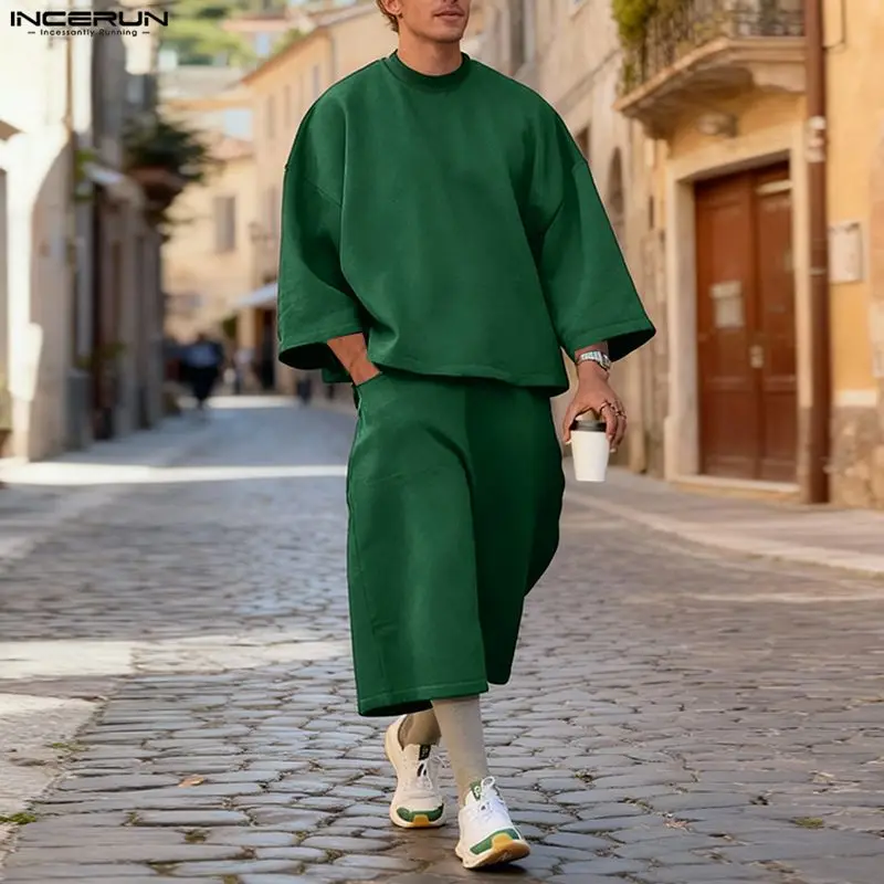 INCERUN メンズセット ソリッドカラー バギー 3/4 - Men'S Fashion Hoodies のレビューと価格