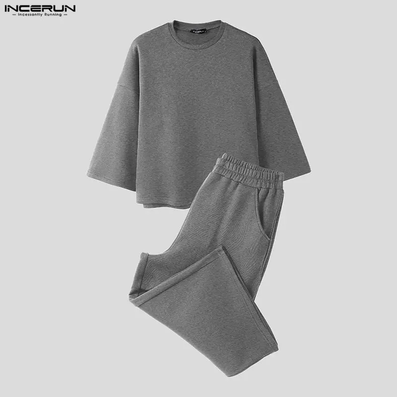 INCERUN メンズセット ソリッドカラー バギー 3/4 - Men'S Fashion Hoodies のレビューと価格