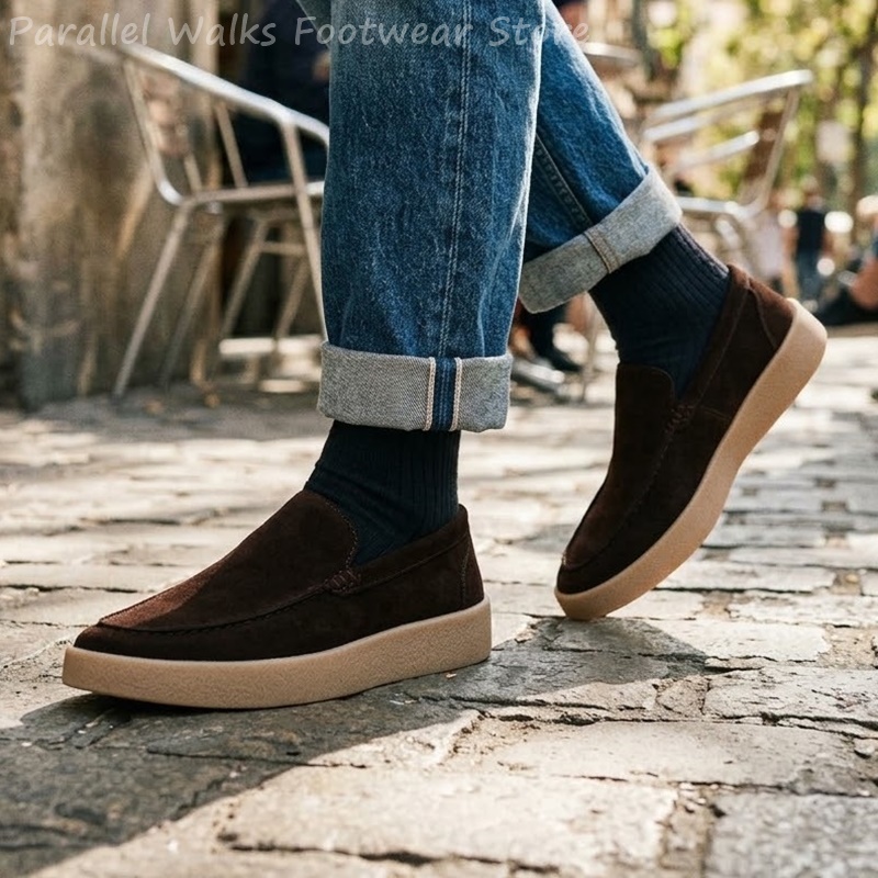 メンズスエードスリッポンローファー モックトゥ ドライビング - Suede Loafers Men のレビューと価格