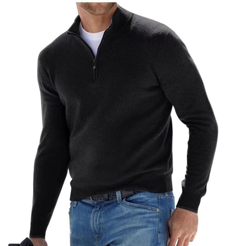 秋のメンズスウェット暖かいプルオーバー無地ハーフジッパーカジ - Turtleneck Sweater Men のレビューと価格
