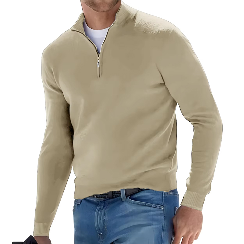 秋のメンズスウェット暖かいプルオーバー無地ハーフジッパーカジ - Turtleneck Sweater Men のレビューと価格