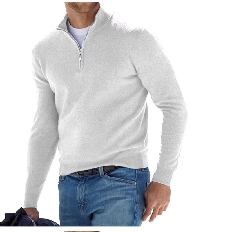 秋のメンズスウェット暖かいプルオーバー無地ハーフジッパーカジ - Turtleneck Sweater Men のレビューと価格