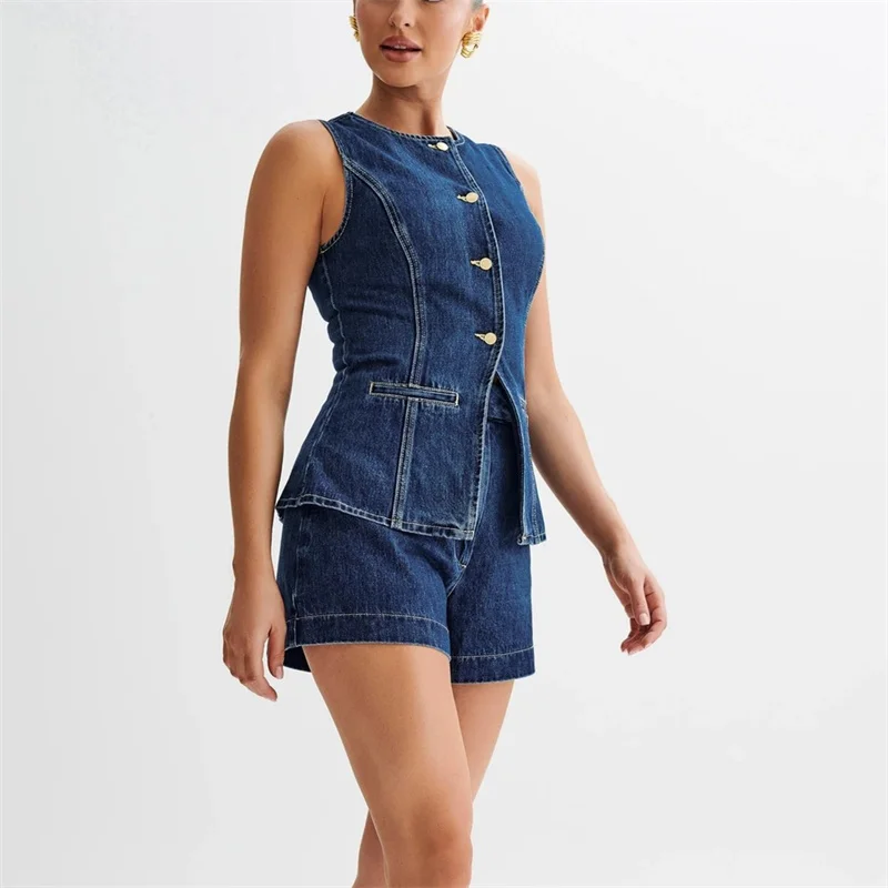 女性用デニムジャンプスーツ,ノースリーブ,ボタン,スプライス - Denim Jacket Vintage のレビューと価格