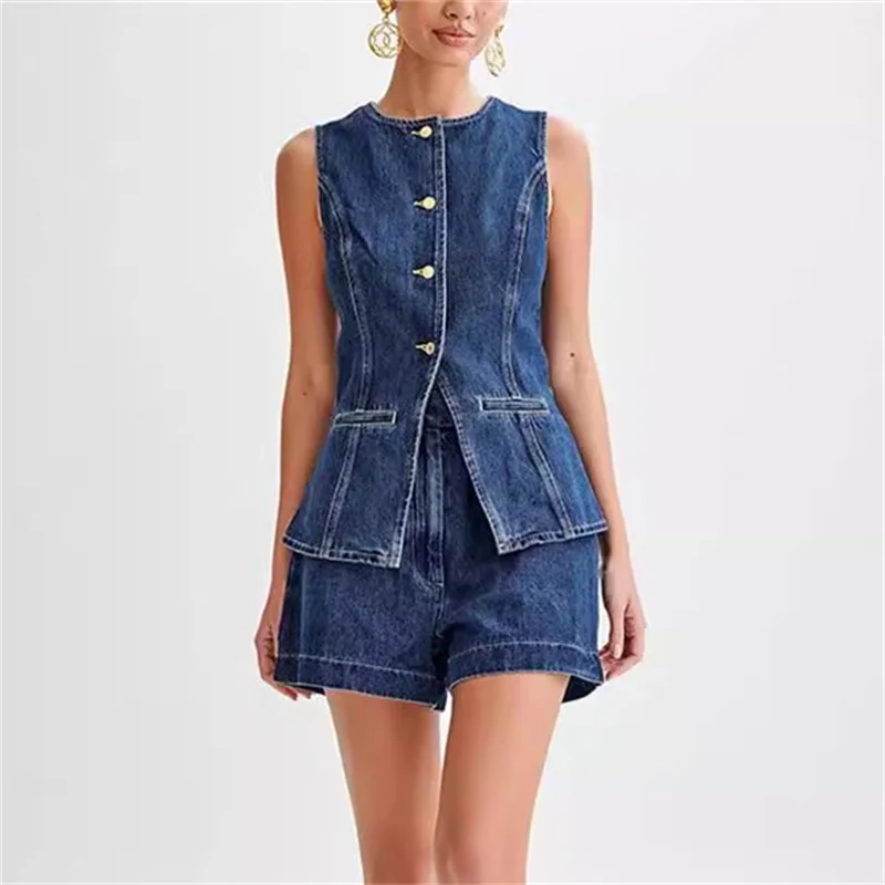 女性用デニムジャンプスーツ,ノースリーブ,ボタン,スプライス - Denim Jacket Vintage のレビューと価格