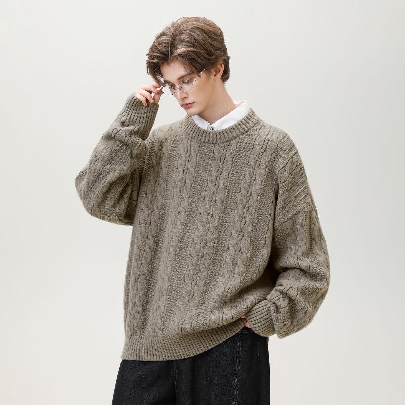 メンズタイドブランドシリーズソリッドカラーツイストデザインタ - Turtleneck Sweater Men のレビューと価格