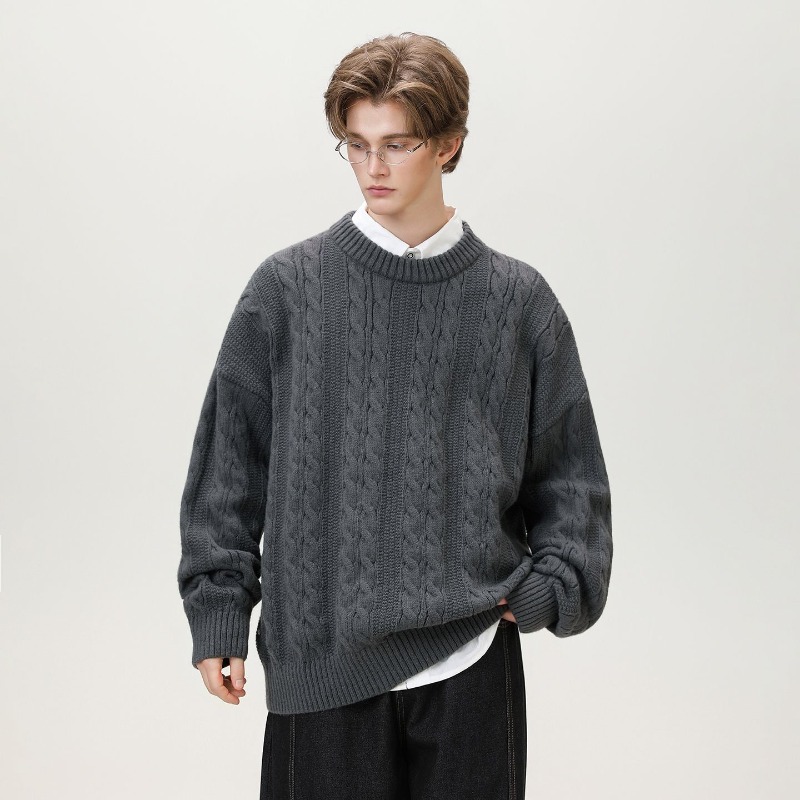 メンズタイドブランドシリーズソリッドカラーツイストデザインタ - Turtleneck Sweater Men のレビューと価格