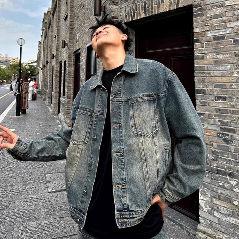 ユニセックス ヴィンテージ デニムジャケット 春夏 ルーズフ - Denim Jacket Vintage のレビューと価格
