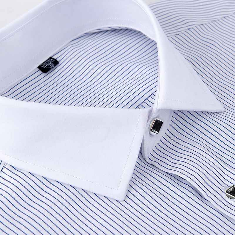 メンズ長袖ストライプシャツ,ボタンダウン,ストライプ,パッチ - Dress Shirt Non-Iron のレビューと価格
