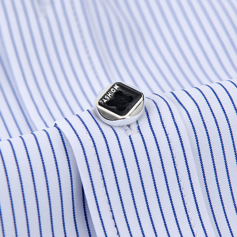 メンズ長袖ストライプシャツ,ボタンダウン,ストライプ,パッチ - Dress Shirt Non-Iron のレビューと価格