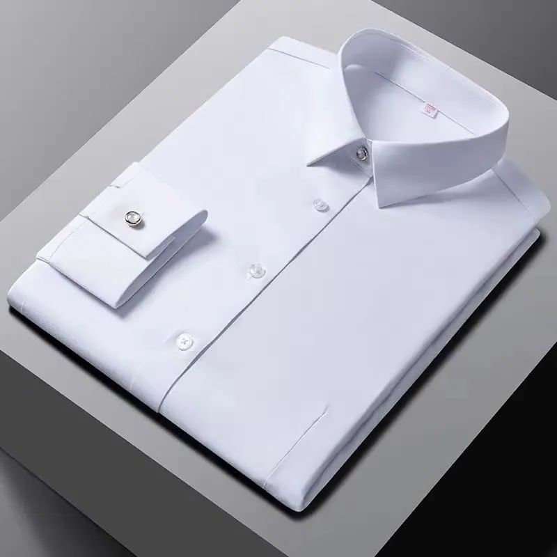 新しいよもぎ繊維ワークホワイトシャツ男性長袖＆女性用シャツ長 - Dress Shirt Non-Iron のレビューと価格