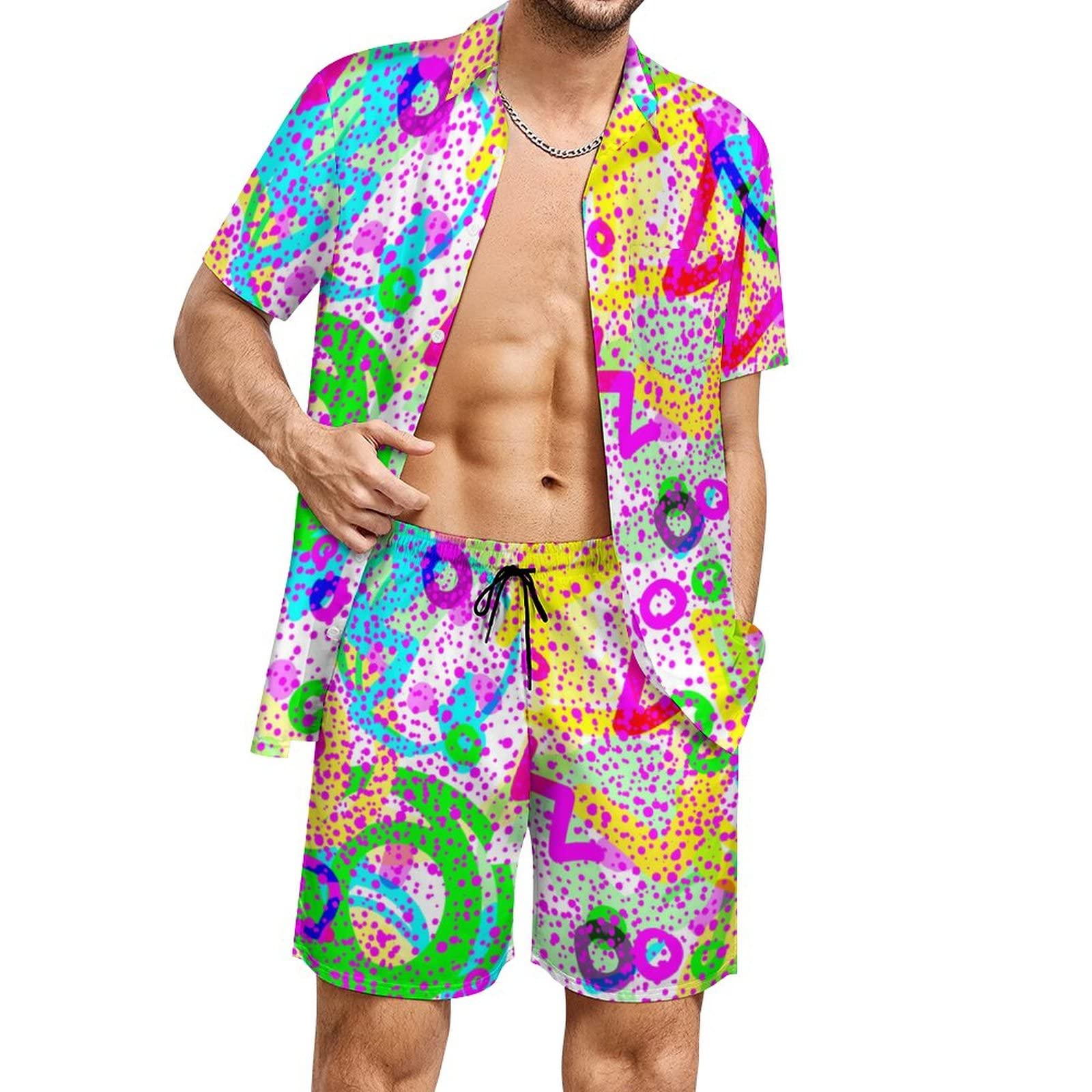 夏用不規則幾何学模様3Dプリントメンズシャツセットファッショ - Mens Fashion Ideas のレビューと価格