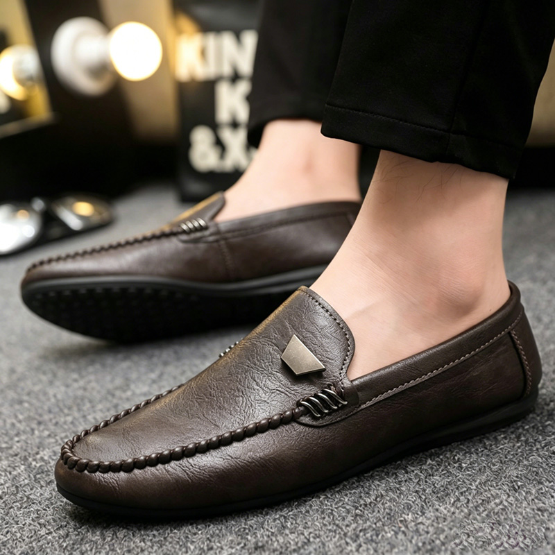 英国風メンズレザーシューズ ミニマリスト スリッポン カジュ - Suede Loafers Men のレビューと価格