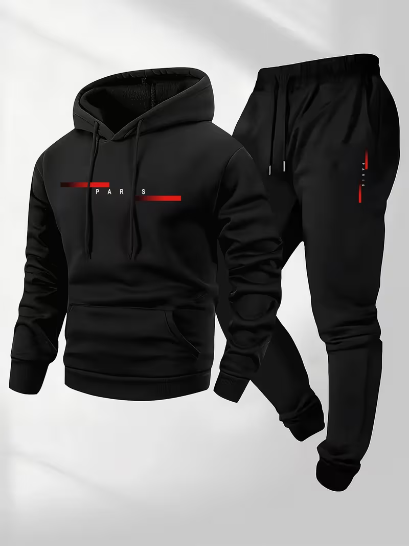 メンズベストセラー トレンドレタープリントセット ツーピース - Men'S Fashion Hoodies のレビューと価格