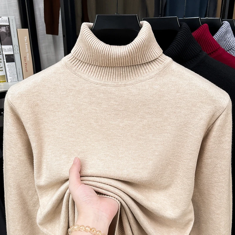 秋のメンズロールネックニットジャンパー、伸縮性のあるリブネッ - Turtleneck Sweater Men のレビューと価格