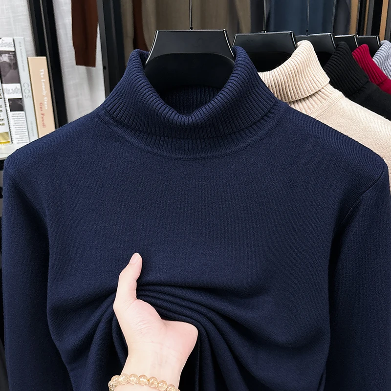 秋のメンズロールネックニットジャンパー、伸縮性のあるリブネッ - Turtleneck Sweater Men のレビューと価格