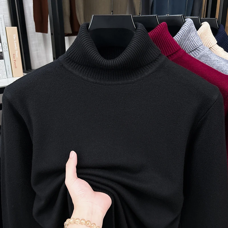 秋のメンズロールネックニットジャンパー、伸縮性のあるリブネッ - Turtleneck Sweater Men のレビューと価格