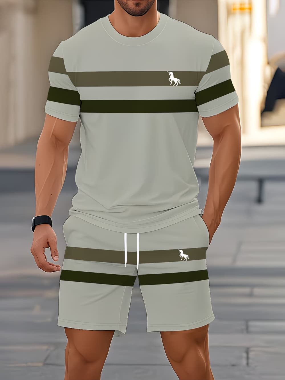 メンズサマーセット面白い3Dストライププリント半袖Tシャツ+ - Mens Fashion Ideas のレビューと価格